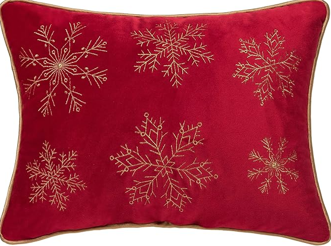 GOLD & RED SNOWFLAKE PILLOW
