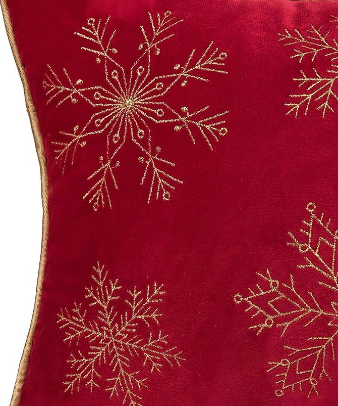 GOLD & RED SNOWFLAKE PILLOW