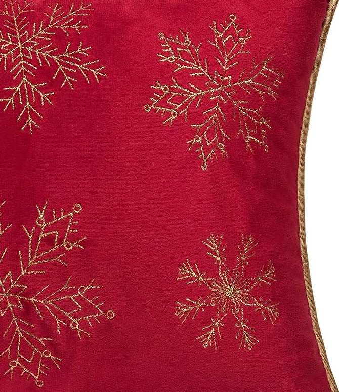 GOLD & RED SNOWFLAKE PILLOW