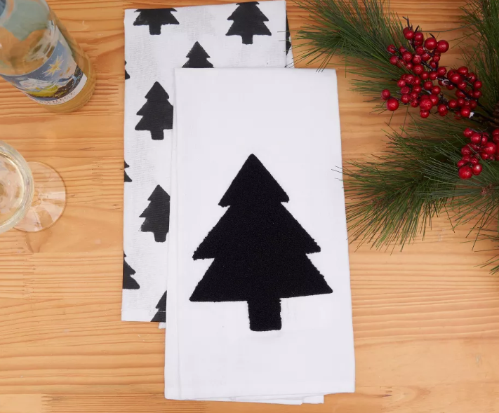 BLACK AND WHITE FOREST TOWEL SET OF 2