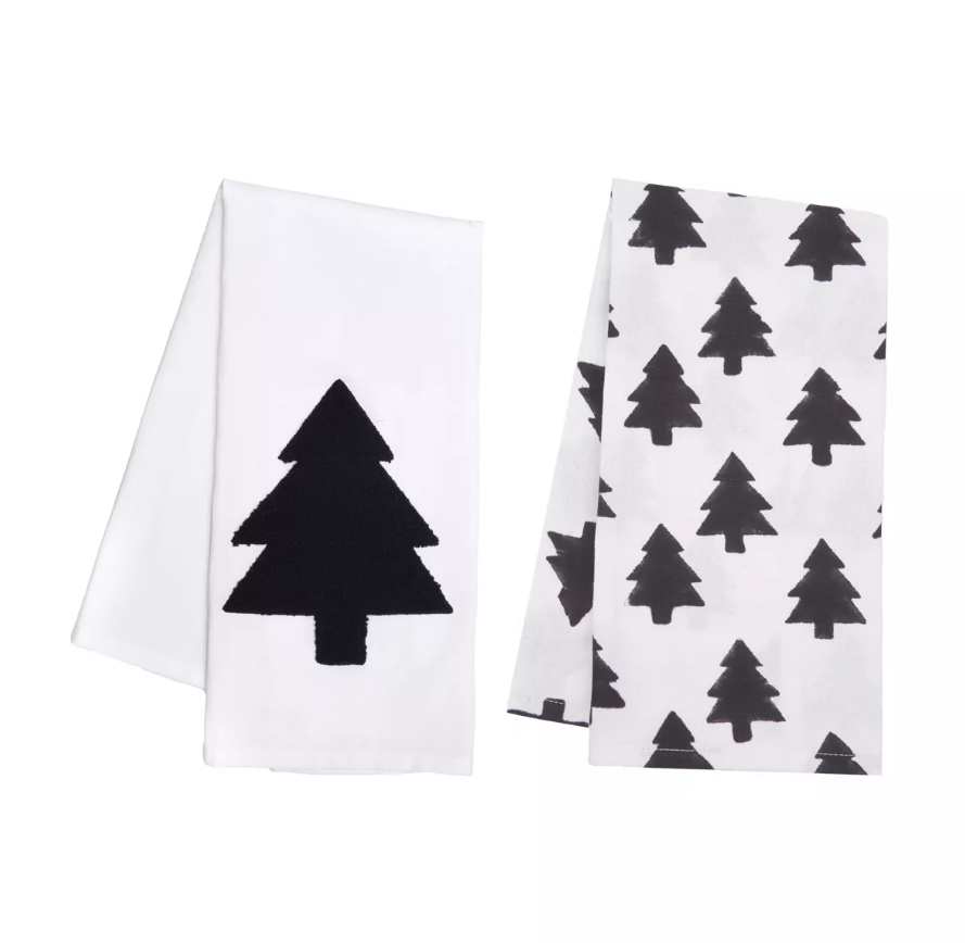 BLACK AND WHITE FOREST TOWEL SET OF 2