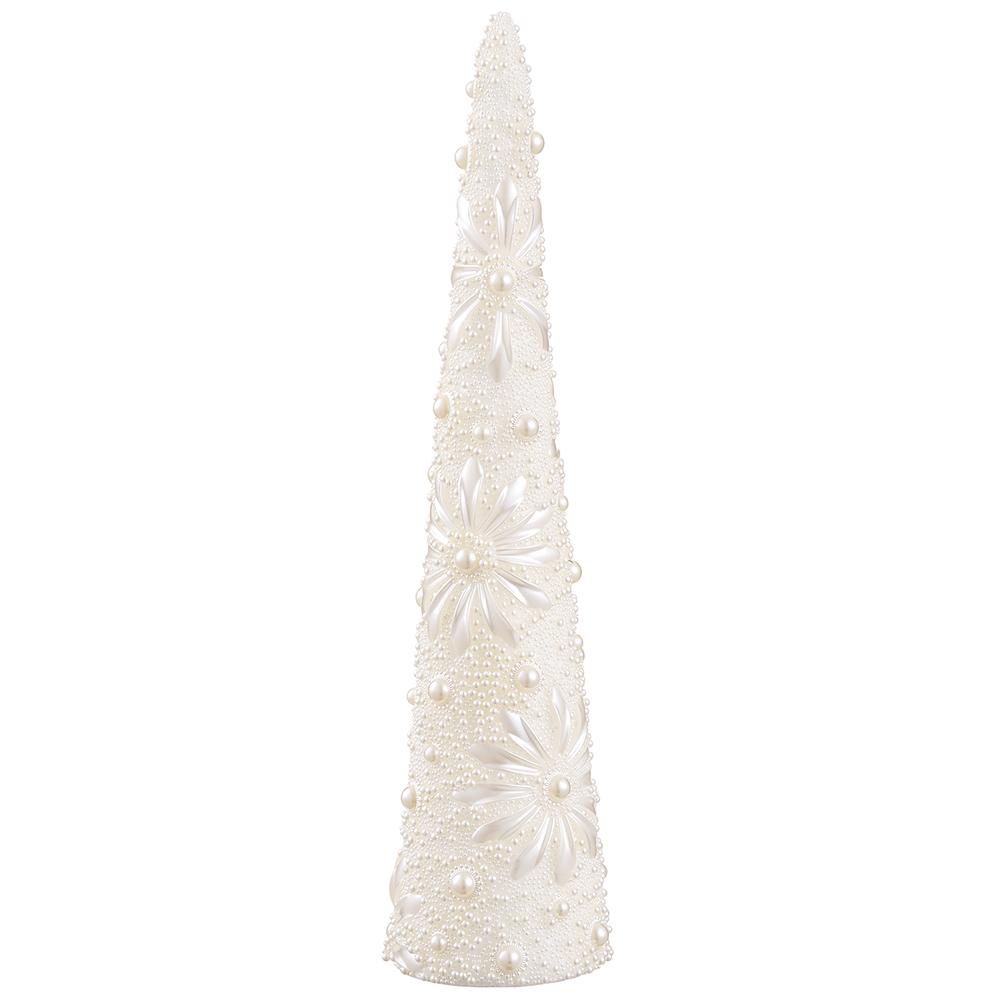 16'' PEARL FLOWER CONE TOPIARY