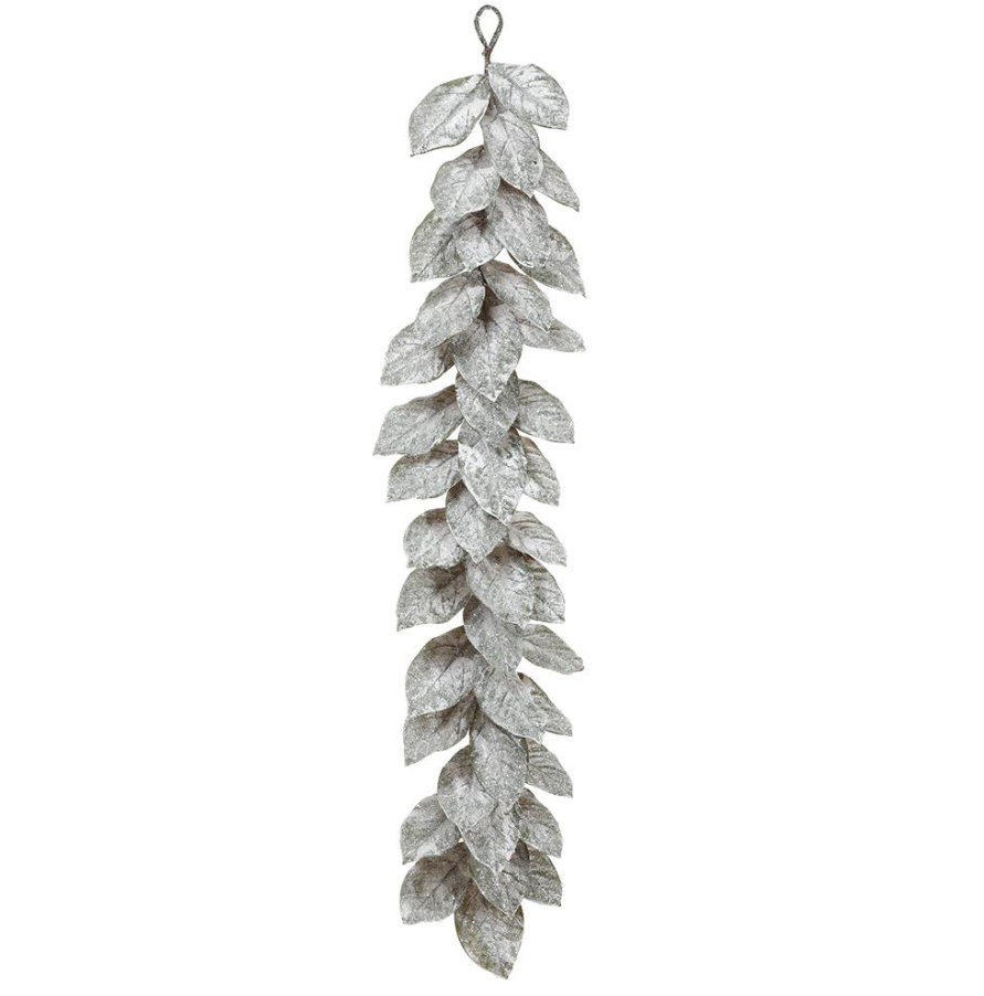 5' ICED MAGNOLIA LEAF GARLAND GREEN ICE