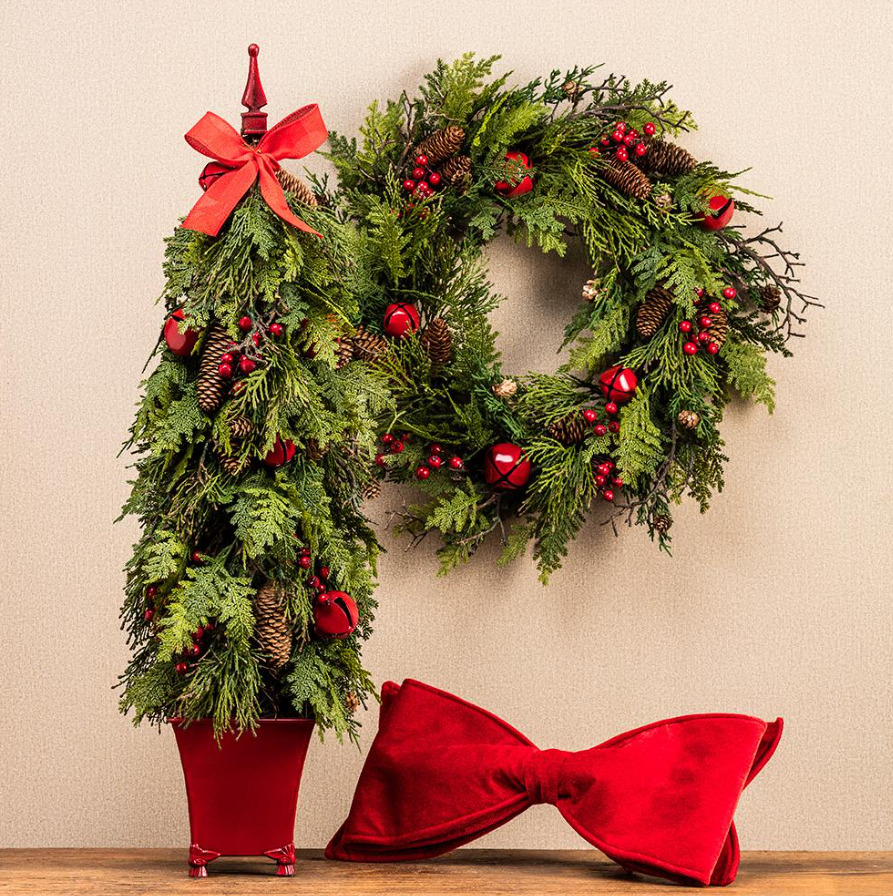 VELVET BOW ORNAMENT RED