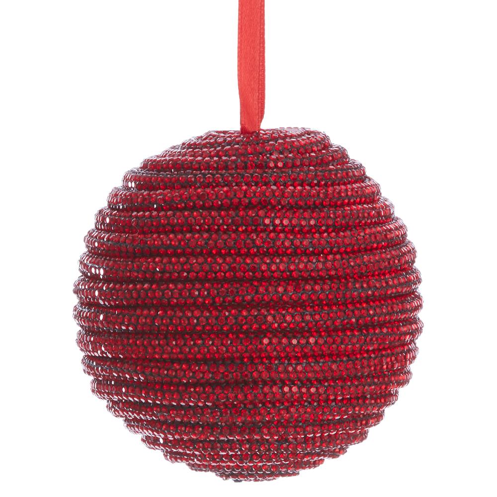 3'' DIAMOND BALL RED ORNAMENT