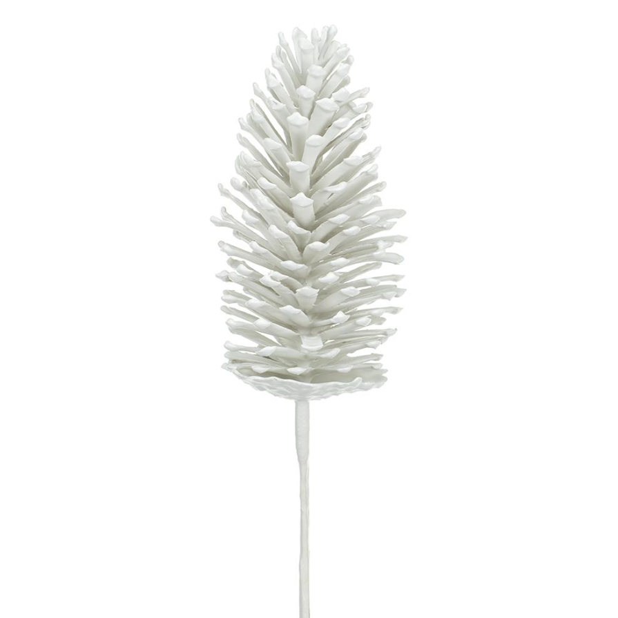 17'' PLASTIC PINE CONE PICK WHITE