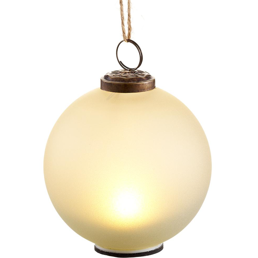 4'' GLASS ORNAMENT BALL WITH LIGHT WHITE