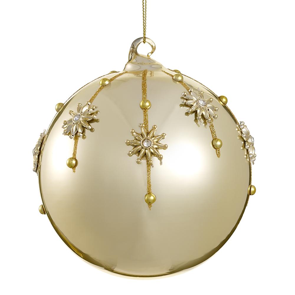 4.75'' DIAMOND GOLD GLASS BALL ORNAMENT