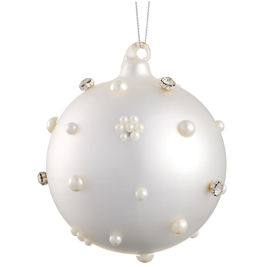 4'' PEARL GLASS BALL ORNAMENT PEARL