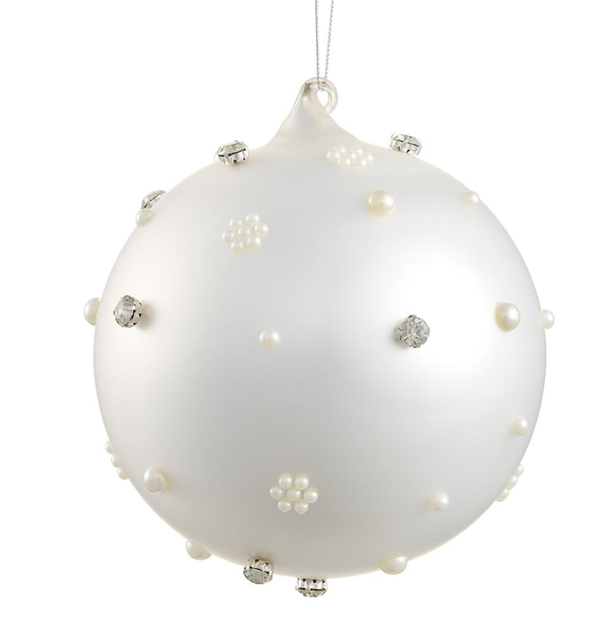 6'' PEARL GLASS BALL ORNAMENT PEARL