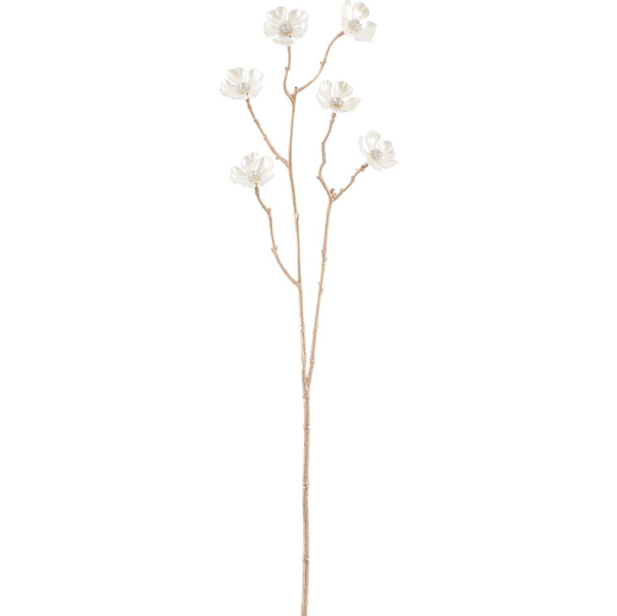 26'' DIAMOND FLOWER SPRAY PEARL
