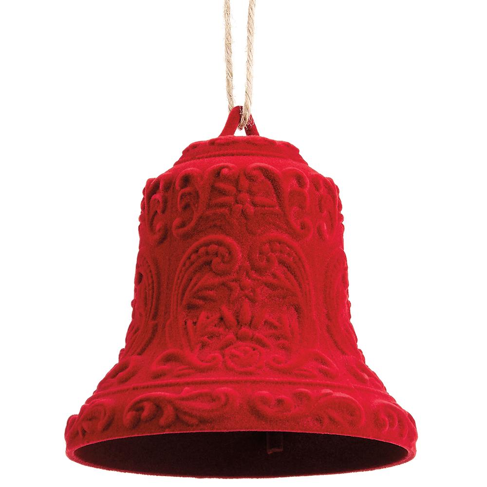 4.5'' FLOCKED RED BELL ORNAMENT