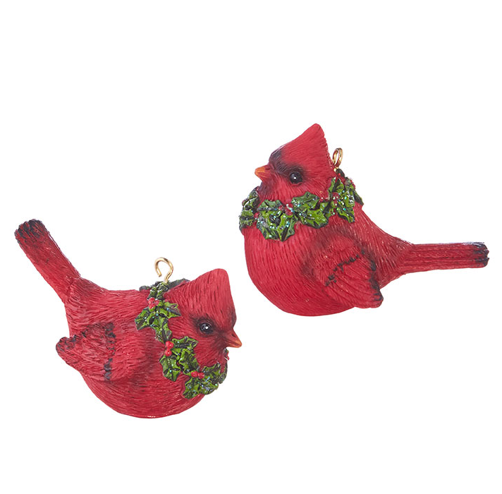 2.5'' CARDINAL WITH WREATH ORNAMENT