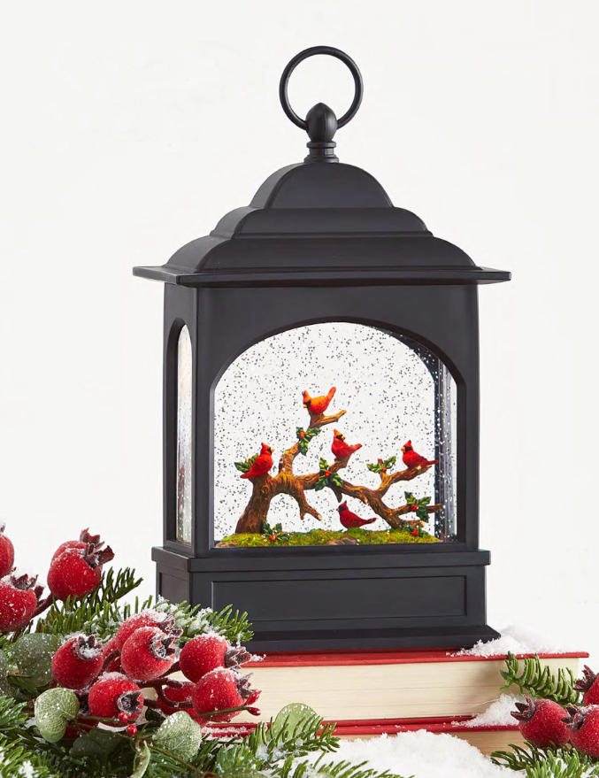 11" CARDINAL LIGHTED WATER LANTERN