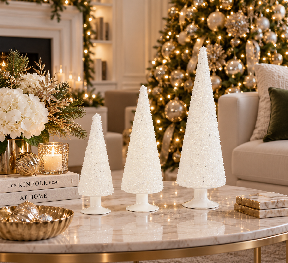 10" WHITE ICED TREES