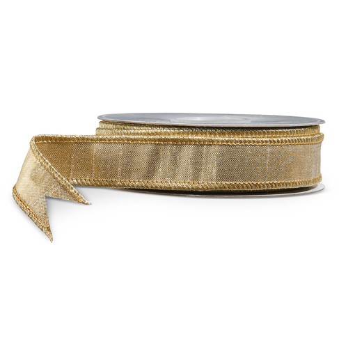 1'' GOLD METALLIC WIRED RIBBON 10 YDS