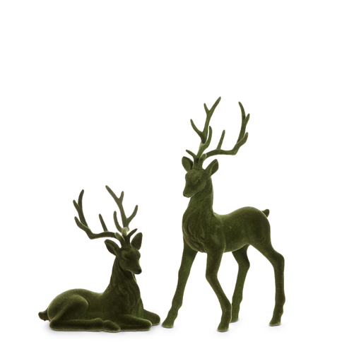 9'' GREEN FLOCKED DEER