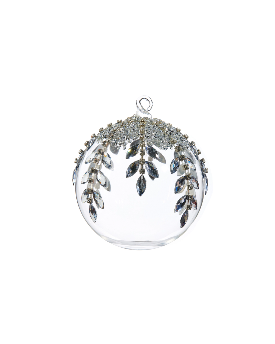 5" JEWELED CRISTAL CLEAR BALL ORNAMENT