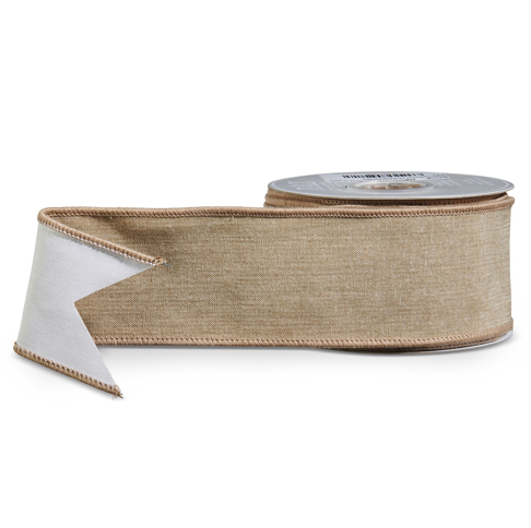 2.5'' BURLAP WIRED RIBBON 10 YDS