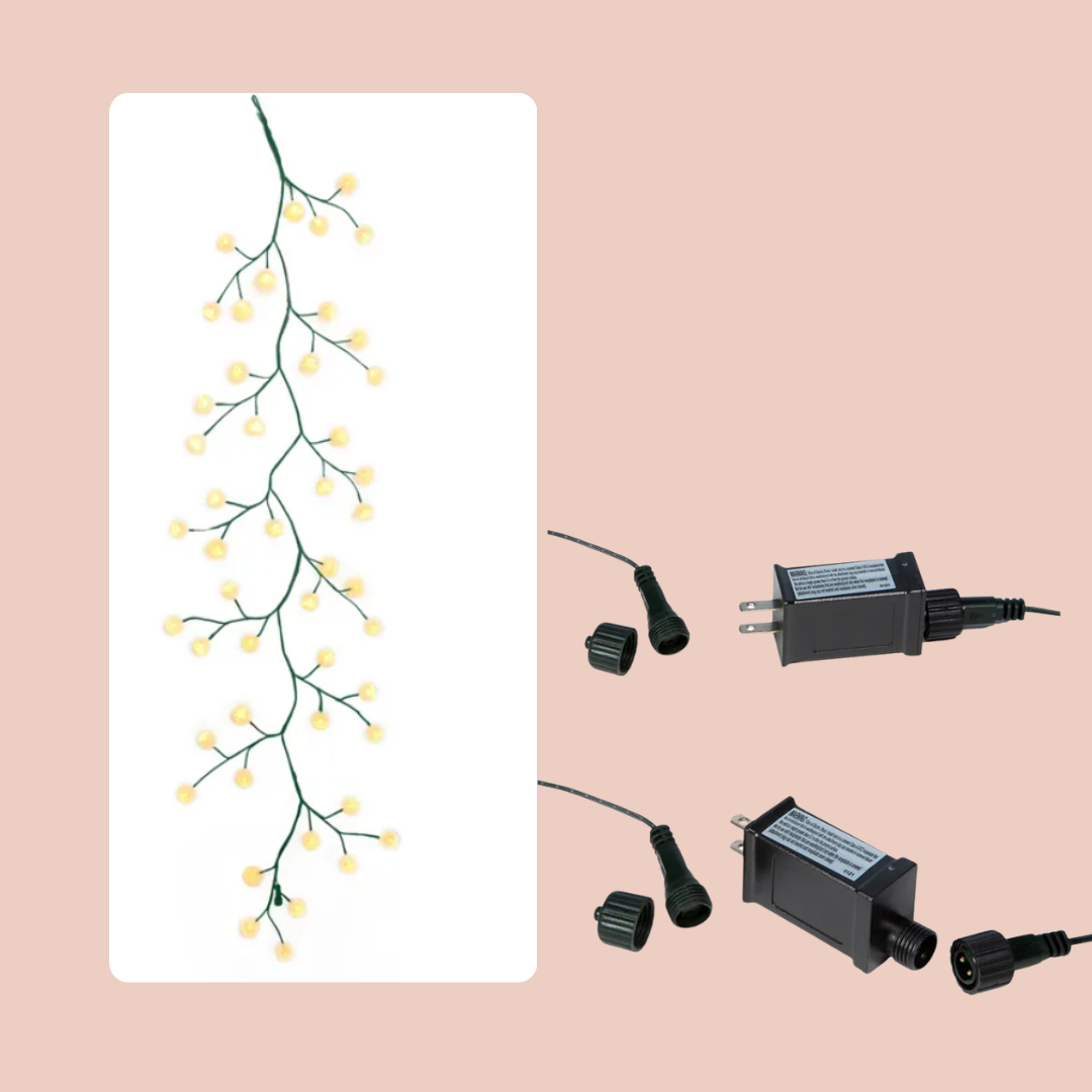 6'GRN GRLND W/48L RED LED+WHT