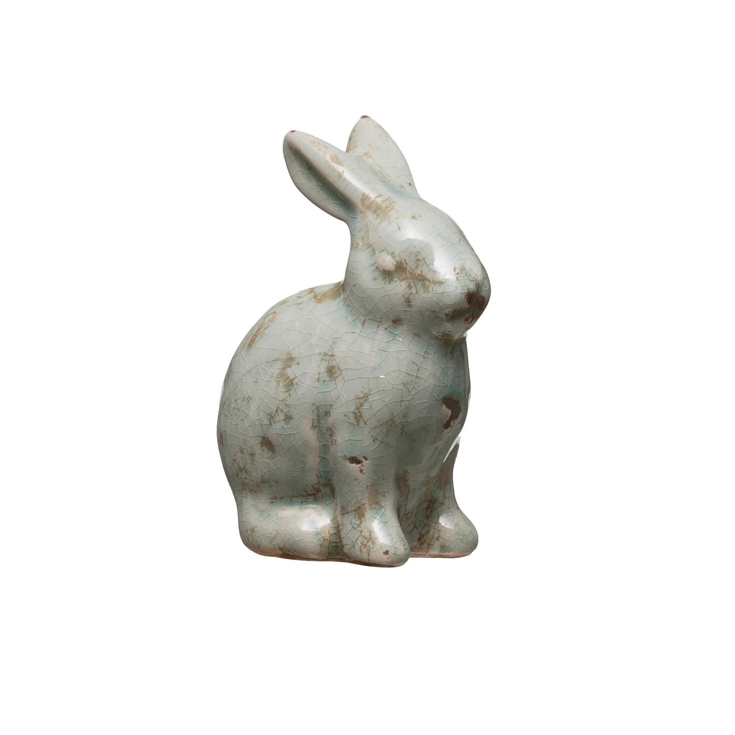 TERRA COTTA RABBIT DISTRESSED AQUA FINISH