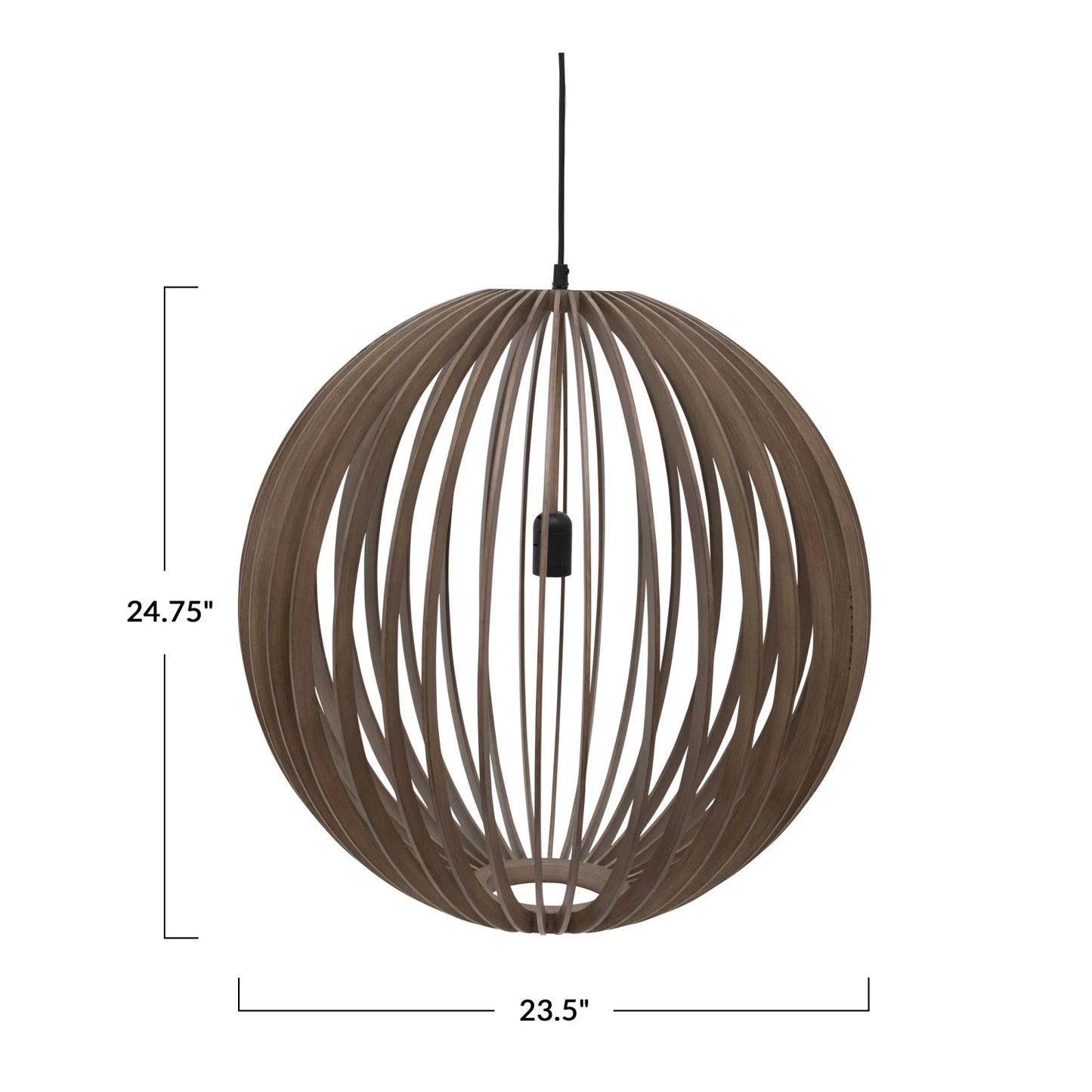 23-1/2"RND X 24-3/4"H WOODEN SLATS BALL PENDANT-KD