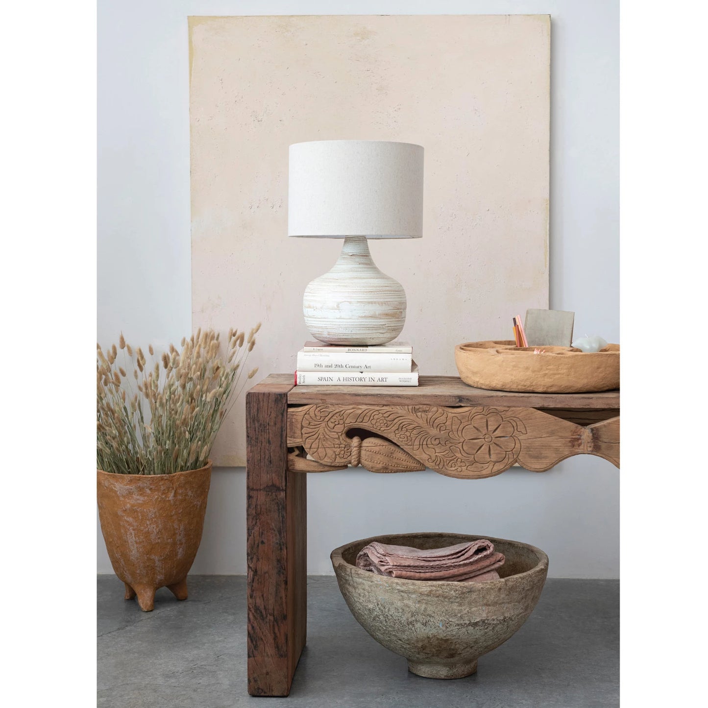 BAMBOO TABLE LAMP 11-1/4"RND X20-1/2"H