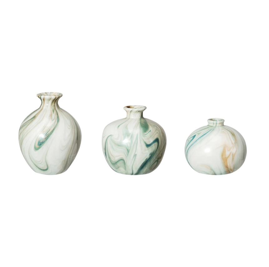 SET ROUND STONEWARE VASES