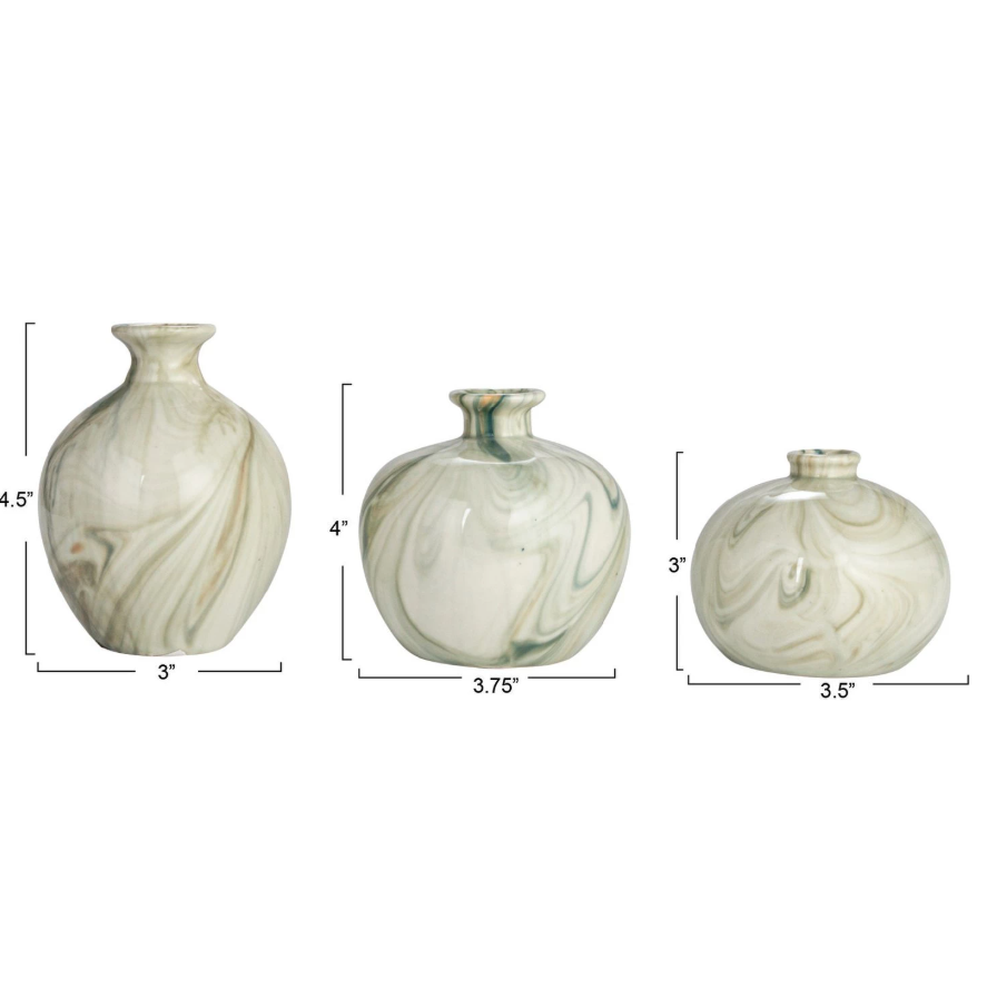 SET ROUND STONEWARE VASES