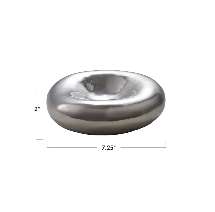 Decorative Stoneware Bowl, Chrome Finish