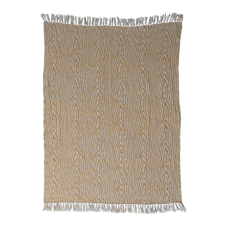 WOVEN COTTON BLEND THROW YELLOW
