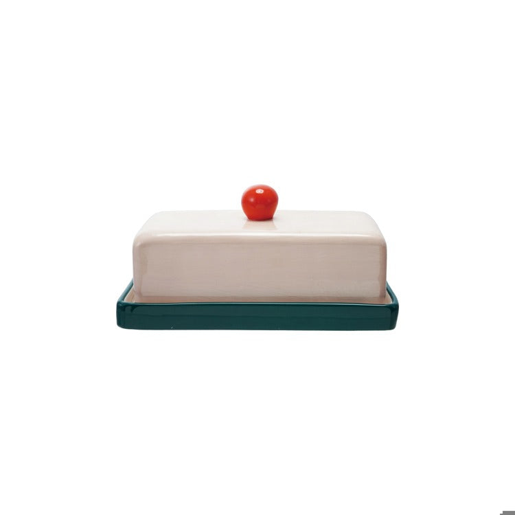 STONEWARE BUTTER DISH MULTI COLOR