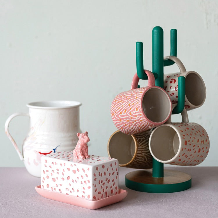 WOOD CACTUS MUG RACK