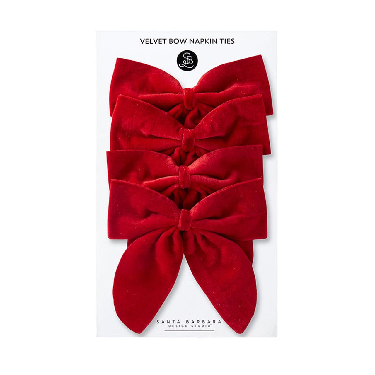 VELVET BOW NAPKIN TIES-RED