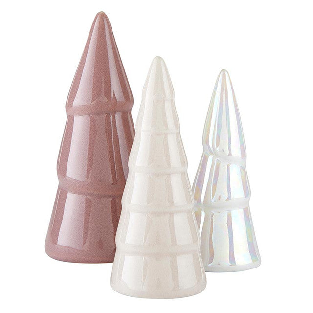 CERAMIC TREE SET-BLUSH SET OF 3
