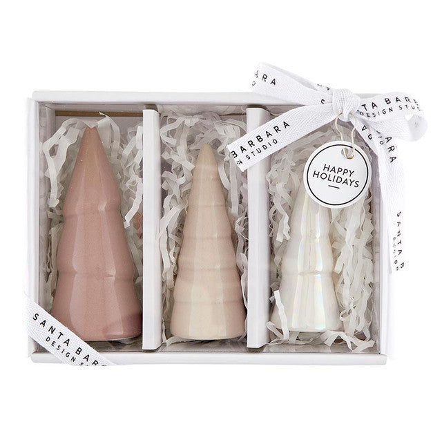 CERAMIC TREE SET-BLUSH SET OF 3