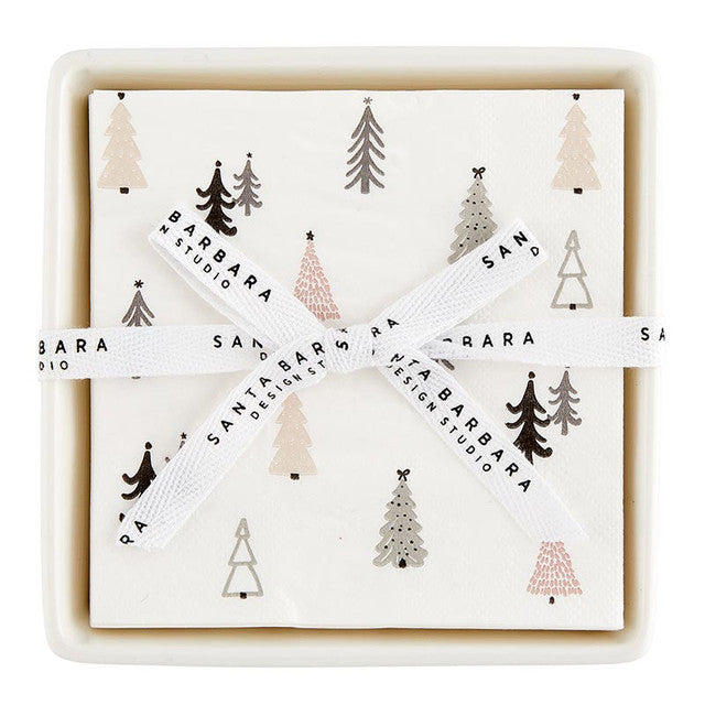 HOLIDAY CERAMIC TRAY WITH NAPKIN