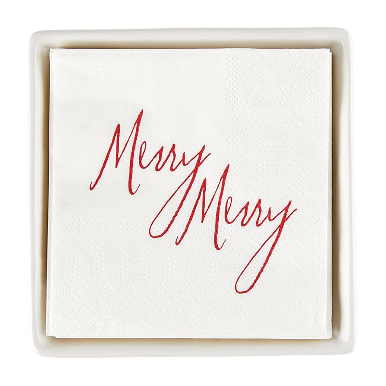 CERAMIC TRY+NAPKIN-MERRY MERRY