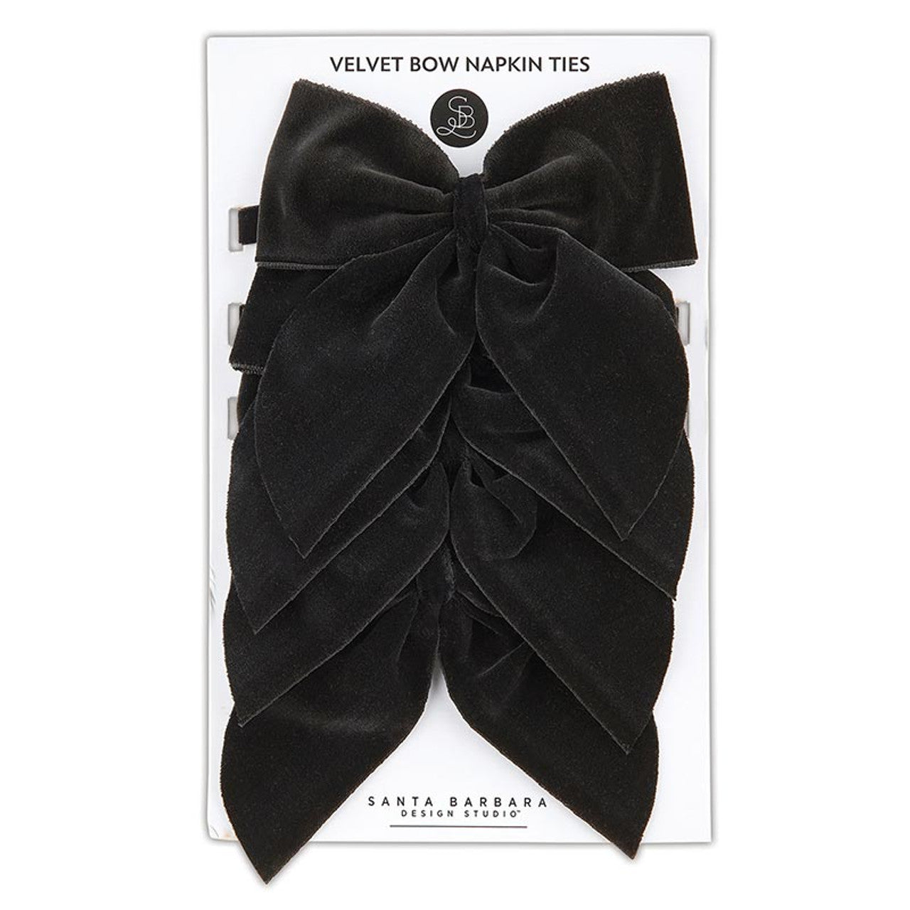 VELVET BOW NAPKIN TIES-BLACK-