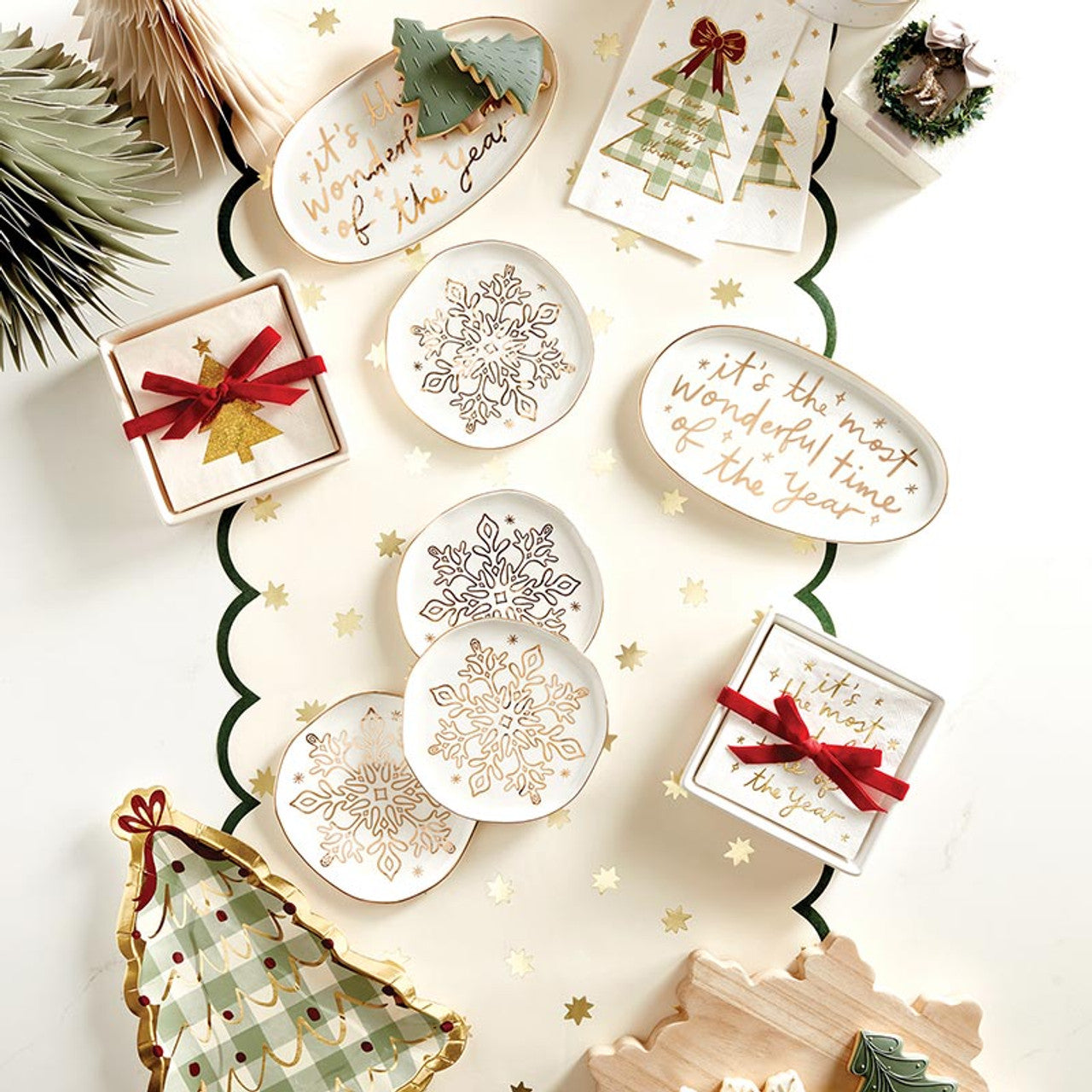 NAPKIN TRAY+GOLD GLITTER TREE