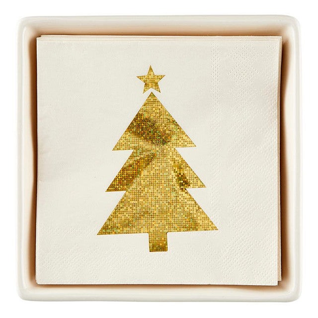 NAPKIN TRAY+GOLD GLITTER TREE