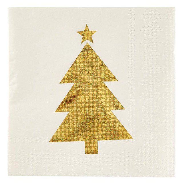 NAPKIN TRAY+GOLD GLITTER TREE