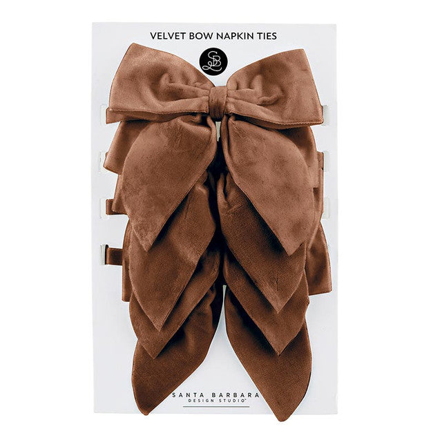 VELVET+NAPKIN TIES-LIGHT BROWN SET OF 4