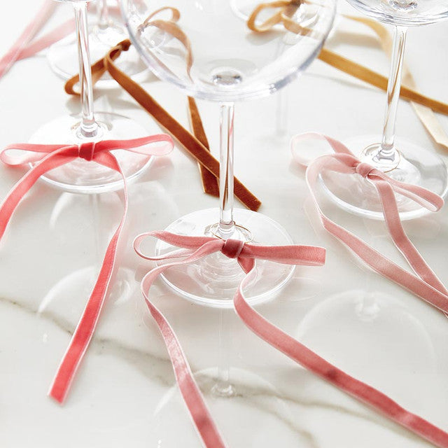 VELVET BOW DRINK WINE CHARMS SET OF 6