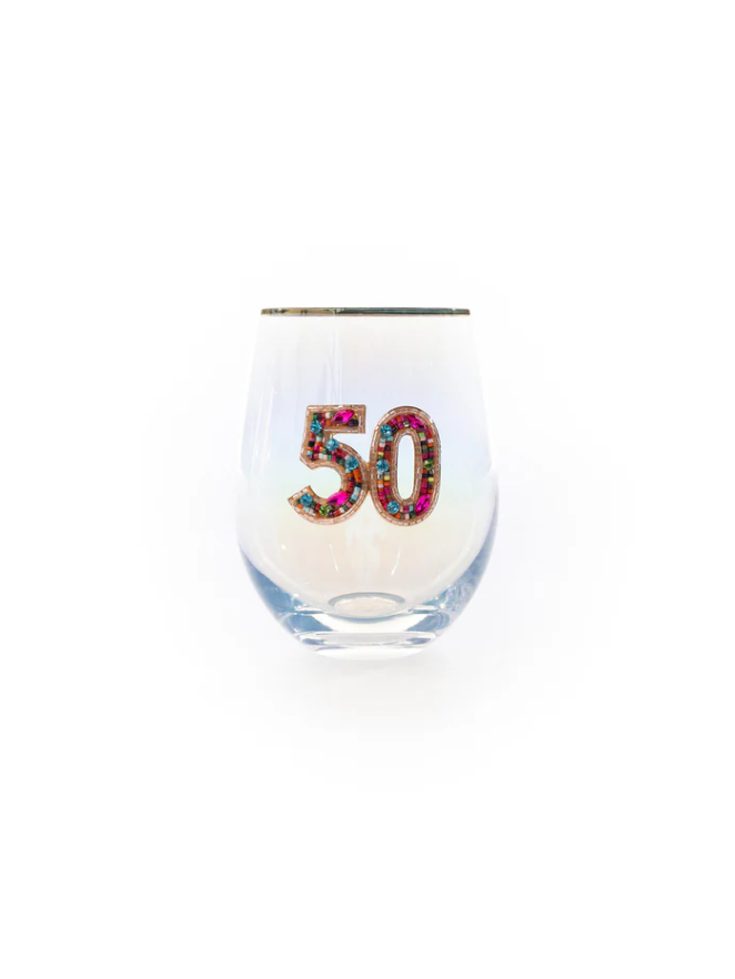 STEMLESS WINE GLASS BEADED 50