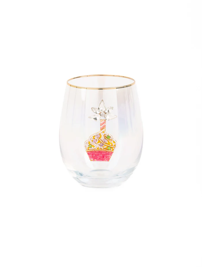 STEMLESS WINE GLASS BEADED CUPCAKE