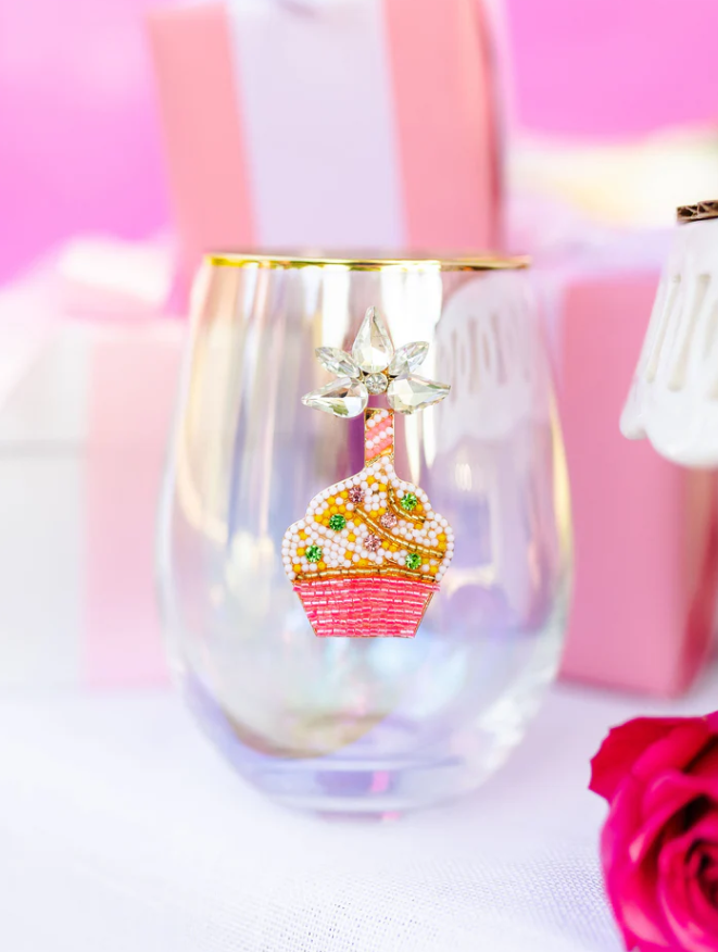STEMLESS WINE GLASS BEADED CUPCAKE
