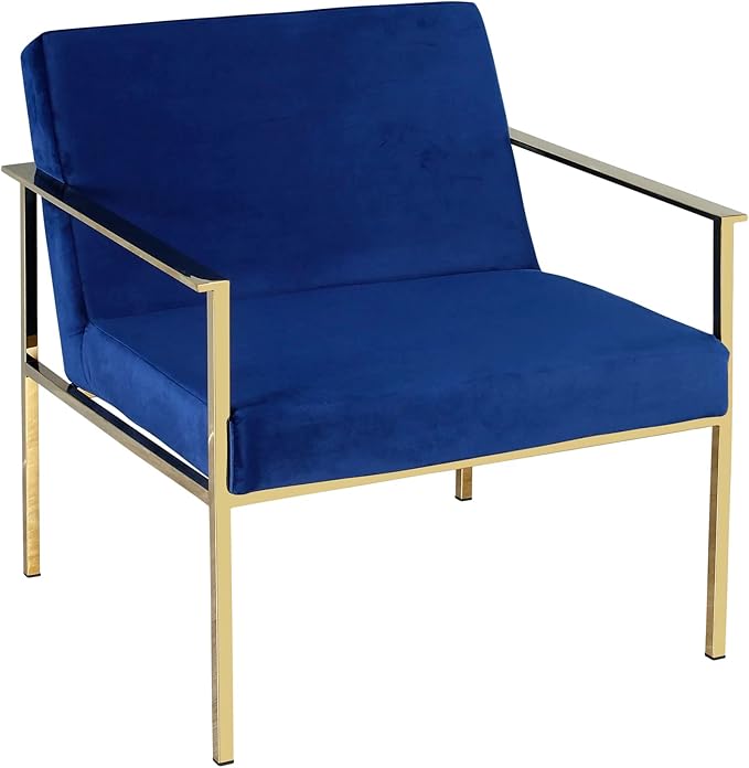 METAL/VELVETEEN ARM CHAIR, NAVY/GOL