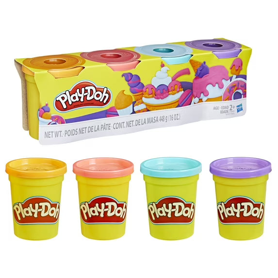 Play-Doh 4 pack - Purple, Pink, Orange, Light Blue