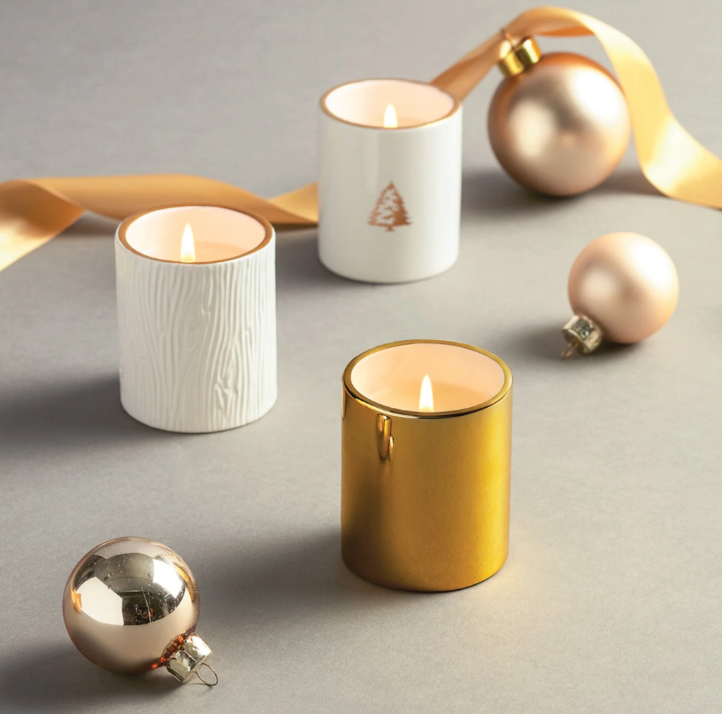 Frasier Fir Gilded Poured Candle Trio Set
